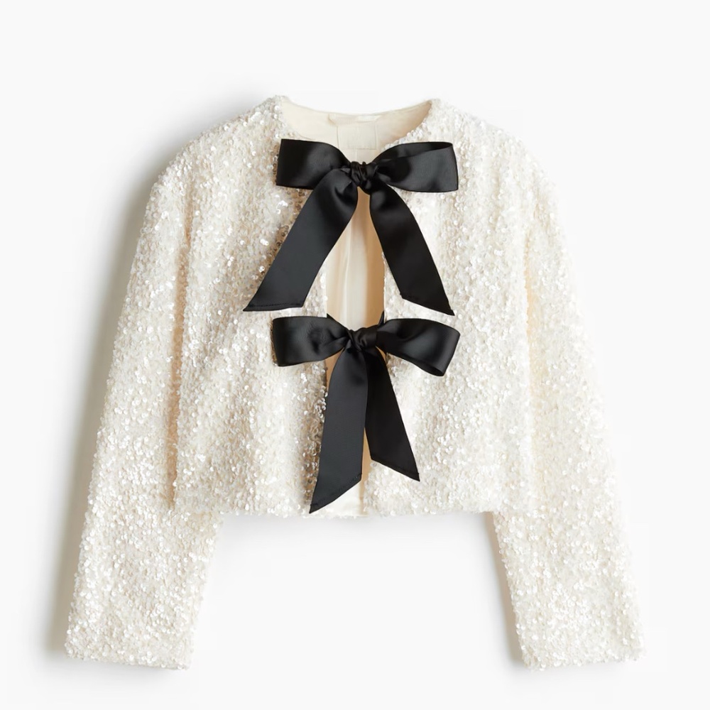 LIKE NEW - Sequin tie front bow jacket XS-SMALL